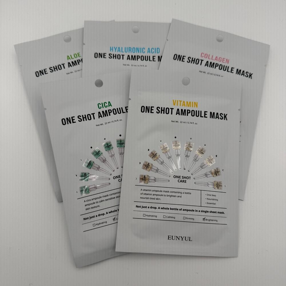EUNYUL Ampoule Mask One Shot Skincare Collagen Vitamin Cica Hyaluronic 5 Pack